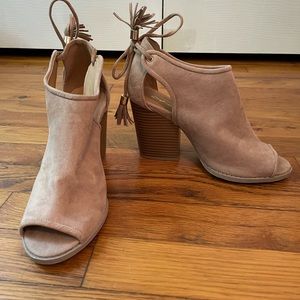 Qupid Nude Heels - Tie Back